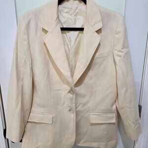 Cross Country Fashions Vintage Cream Wool Blazer 100% Wool Lined Classic